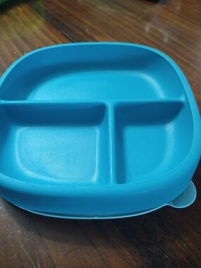 Nuk Blue Divided Silicone Kids Plate - Safe Non-Slip Dinnerware